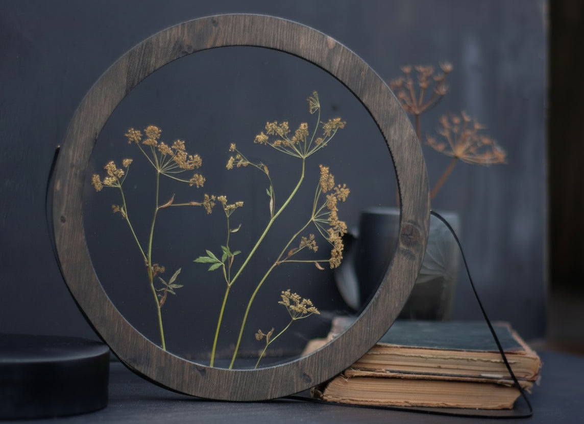 Pressed flower frame d. 9" and 12" - Dill Blossom - Emerald Rabbit