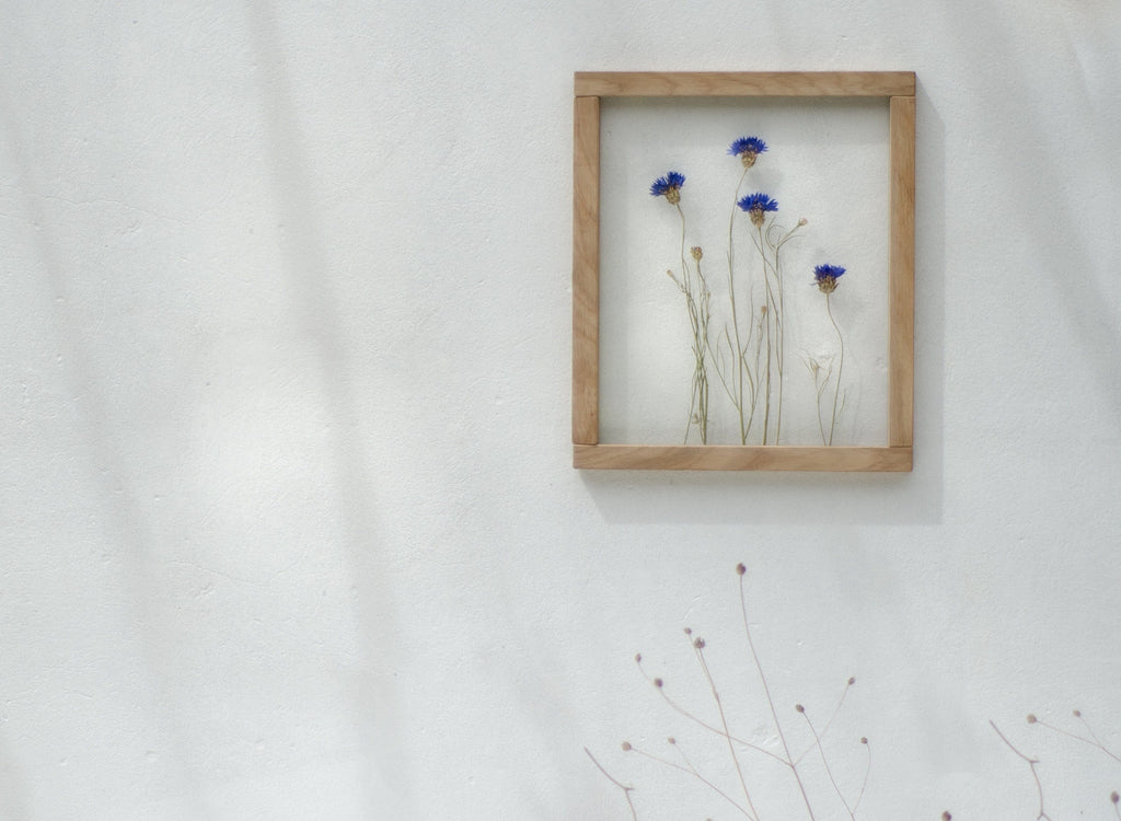 Cadre de fleurs pressées 26,5x31,5 cm - Bleuets