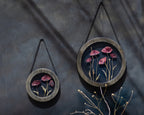 Cadre de fleurs pressées d. 9 po et 12 po - Le temps des coquelicots