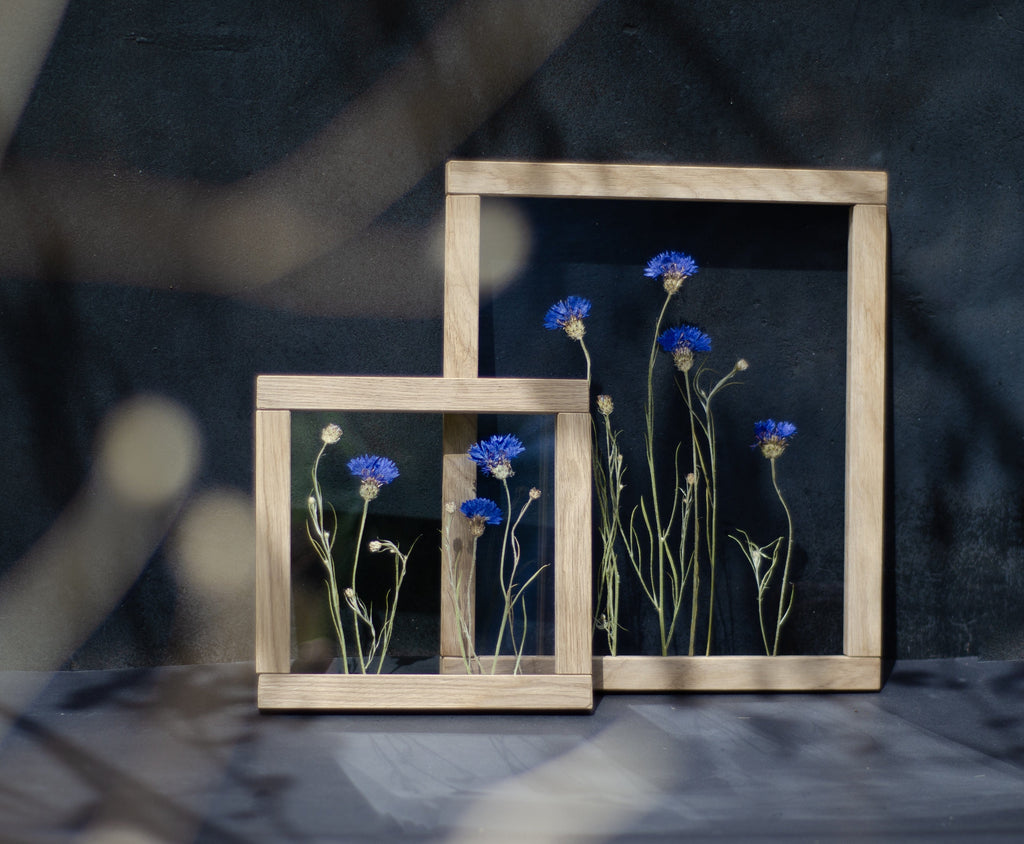 Cadre de fleurs pressées 26,5x31,5 cm - Bleuets