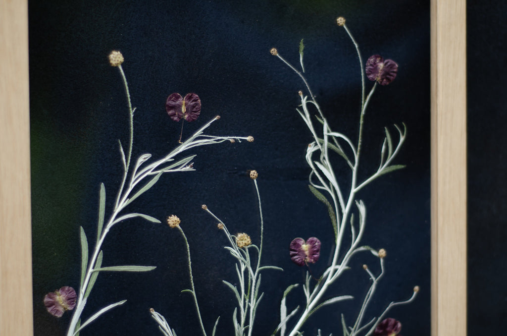 Cadre Fleurs séchées 13x18" - Argenté et bordeaux