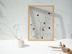 Cadre Fleurs séchées 13x18" - Argenté et bordeaux