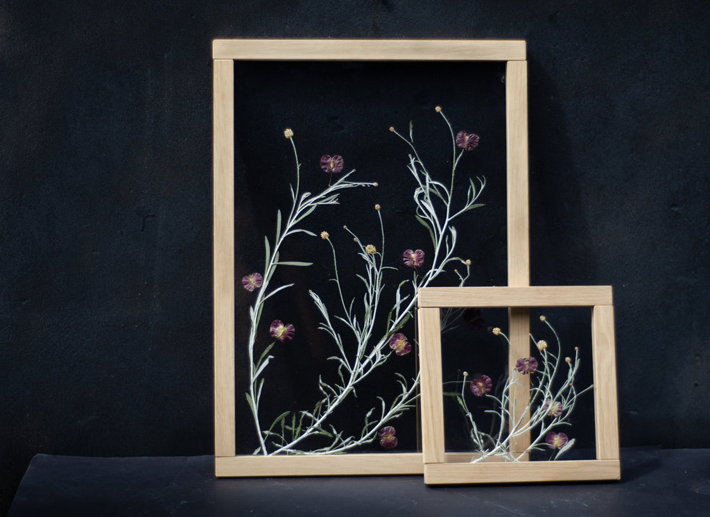 Cadre Fleurs séchées 13x18" - Argenté et bordeaux