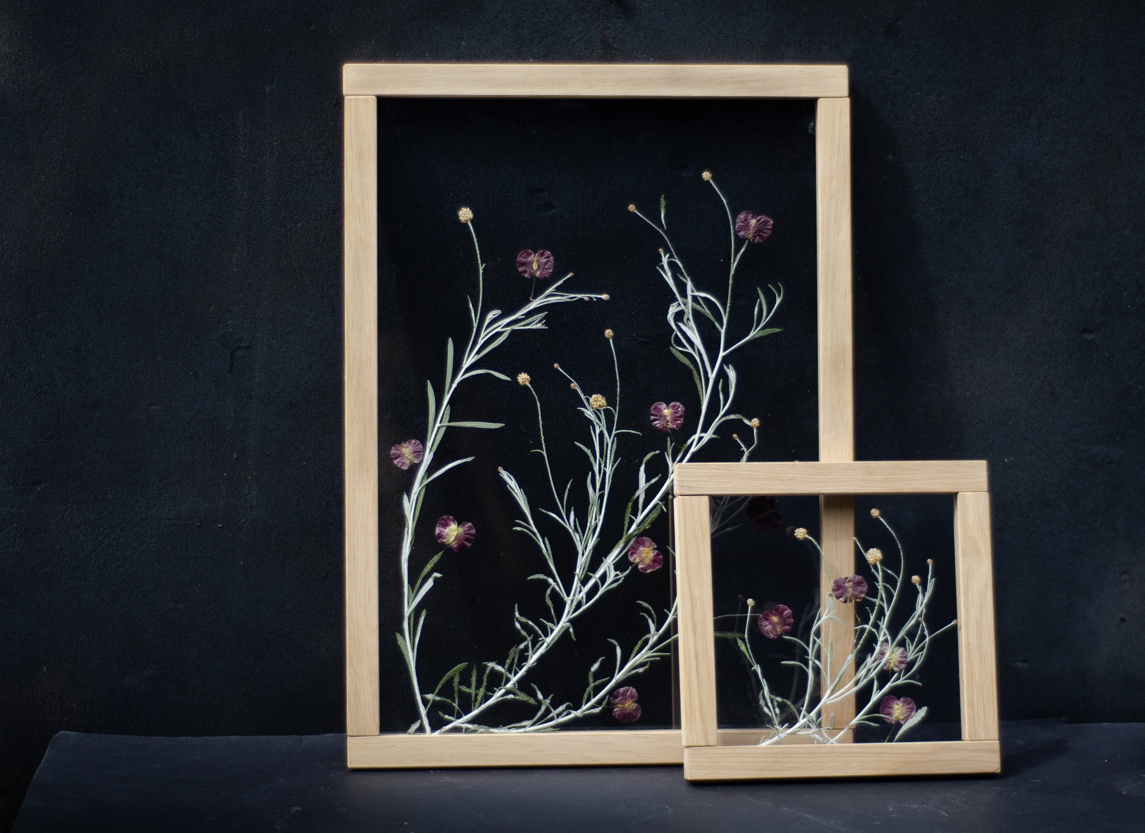 Cadre Fleurs séchées 13x18" - Argenté et bordeaux